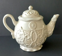 Load image into Gallery viewer, A Perfect Occasion Teapot with Lid, 64 oz Ceramic Cream Embossed Pattern