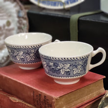 Load image into Gallery viewer, 1950s Homer Laughlin Stratwood Collection Blue Shakespeare Coffee Cups Sold Separately
