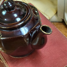 Load image into Gallery viewer, 1950&#39;s Small Individual Moriage Floral Pattern Redware Brown Teapot