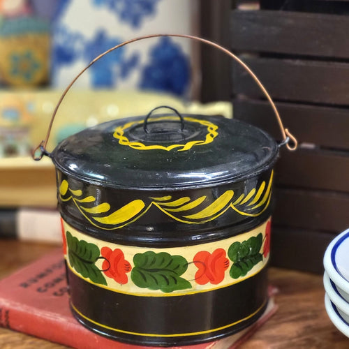 Toleware Tin Bucket/Lunch pail with Metal Handle