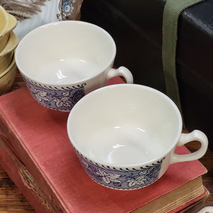1950s Homer Laughlin Stratwood Collection Blue Shakespeare Coffee Cups Sold Separately