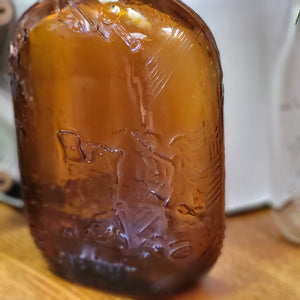 Vintage Embossed Amber Paul Jones Whiskey Bottle