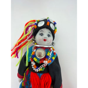 Vintage Glazed Porcelain Thailand Doll, Chaing Mai Akha Figurine