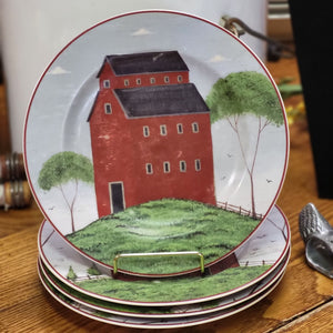 Warren Kimble Collectible Barn Plates, Set of 4 Farmhouse Decor Decorative Plates