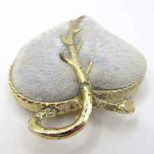Load image into Gallery viewer, Vtg Velvet Heart Hat Pin Cushion Gold Trim Vanity Decor Romantic Boudoir Display