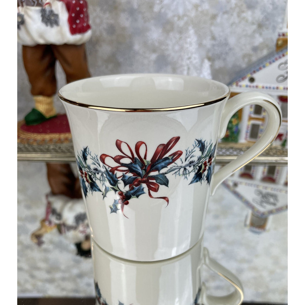 Winter Greetings Mug by Lenox, Vintage Fine Bone China Coffee Cup, Christmas Decor, Holiday Dishes, Xmas Collectable