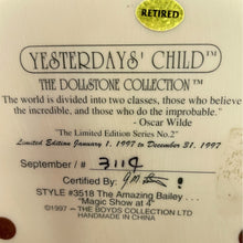 Load image into Gallery viewer, Boyds Bears - Yesterdays Child, The Dollstone Collection The Amazing Bailey Magic Show at 4