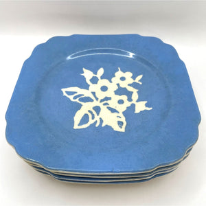 Blue Harker Cameoware - Dainty Flower Blue Virginia Bread and Butter Dessert Plate - Set of 4