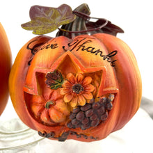 Load image into Gallery viewer, Fall Sentiment Pumpkins, Thanksgiving Fall Decoration Give Thanks Welcome Set of 2