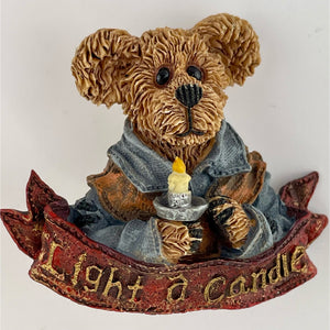 Boyds Bears Bearwear Pin, Chandler Light a Candle Brooch, Boyds Wearable Bears