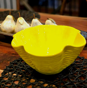 Yellow Royal Haeger Bowl, Made in USA, MCM Decorative Centerpiece