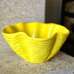 Yellow Royal Haeger Bowl, Made in USA, MCM Decorative Centerpiece