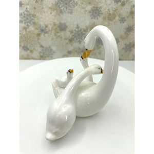 Genuine Bone China Swan Figurine - Mother Swan with Babies