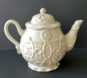 A Perfect Occasion Teapot with Lid, 64 oz Ceramic Cream Embossed Pattern