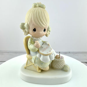 Precious Moments Mother Sew Dear Porcelain Figurine, Enesco Dated 1979