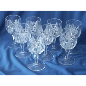 American Brilliant Period Coral Gables Pattern Aperitif Glasses, Set of 8 Cordial Stemware