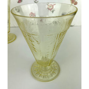 Anchor Hocking Yellow Princess Parfait Footed Depressionware Glasses/Goblets - Set of 4