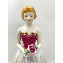 Load image into Gallery viewer, Vintage Porcelain Luster Girl Figurine, Ball Gown with Rose Details