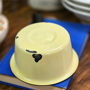 Vintage Yellow & Black Small Enamelware Saucepan