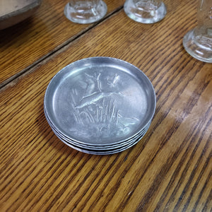 Vintage Pressed Aluminum Geese Coasters - set of 5, Hunting Wildlife Decor