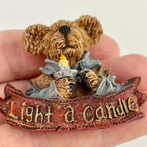 Boyds Bears Bearwear Pin, Chandler Light a Candle Brooch, Boyds Wearable Bears