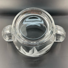 Load image into Gallery viewer, Vintage Oak Leaf Etched Glass Sugar Dish Trophy Handled Leaf and Acorns Sugar
