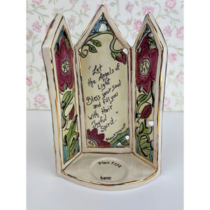 Blue Sky Clayworks Angels of Light T-Lite/Tealight Ceramic Candleholder, Angel Blessing Candle Stand by Heather Goldminc