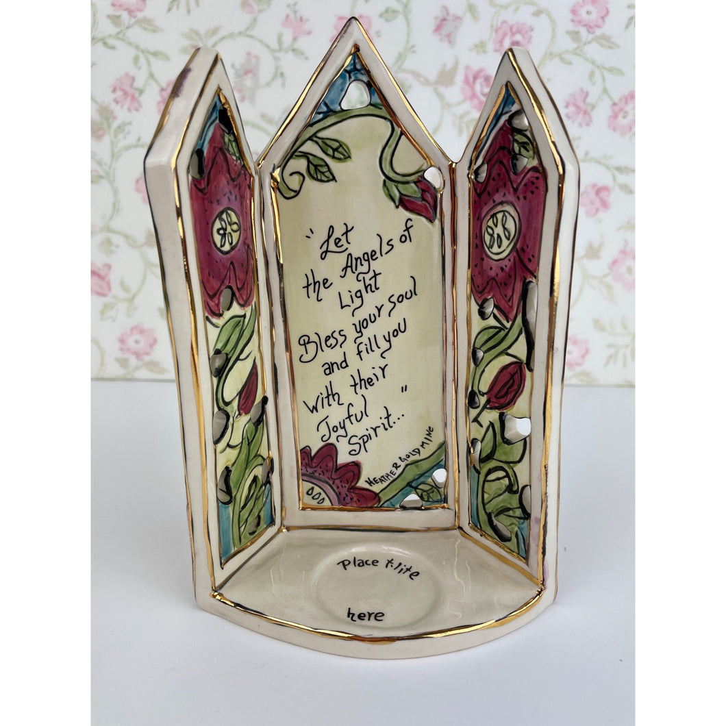 Blue Sky Clayworks Angels of Light T-Lite/Tealight Ceramic Candleholder, Angel Blessing Candle Stand by Heather Goldminc