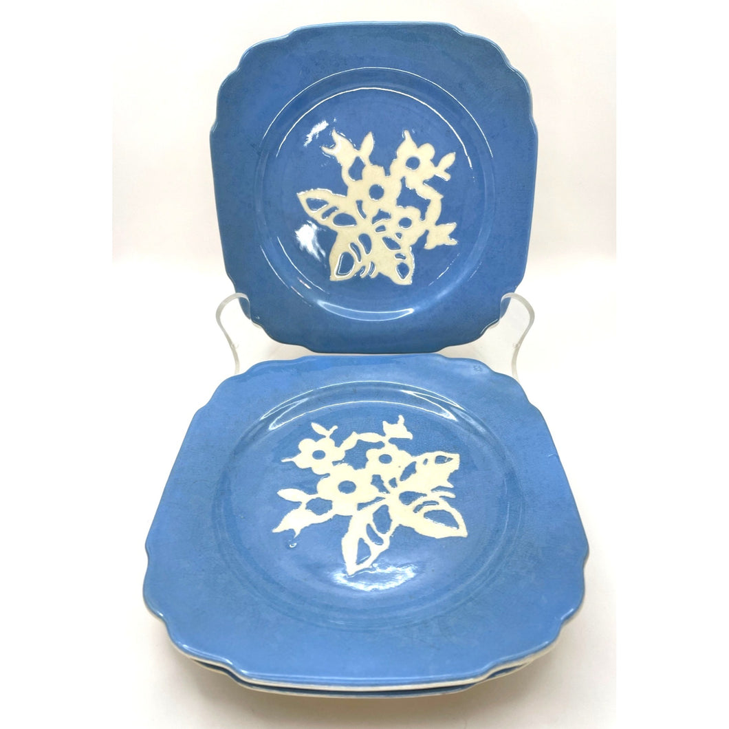 Blue Harker Cameoware - Dainty Flower Blue Virginia Bread and Butter Dessert Plate - Set of 4