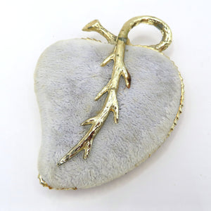 Vtg Velvet Heart Hat Pin Cushion Gold Trim Vanity Decor Romantic Boudoir Display