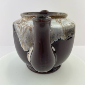 Vtg Brown Drip Glaze Japan Teapot Single Serve Espresso Redware Cottage Pottery