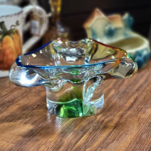 MCM Tricolor Murano Style Glass Cigar Ashtray