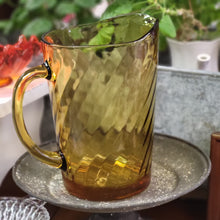 Load image into Gallery viewer, Hazel Atlas Amber Gold Glass Swirl Optic Pitcher