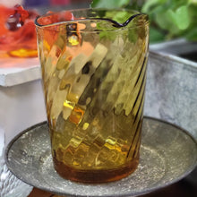 Load image into Gallery viewer, Hazel Atlas Amber Gold Glass Swirl Optic Pitcher