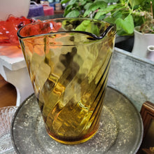 Load image into Gallery viewer, Hazel Atlas Amber Gold Glass Swirl Optic Pitcher