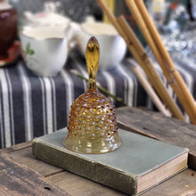 Load image into Gallery viewer, Vintage Amber Glass Hobnail Bell by Fenton