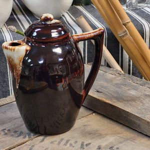 Vintage Pfaltzgraff Oil Cruet, Handled Gourmet Brown Drip Glaze