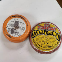 Load image into Gallery viewer, Vintage Pharmacy Advertising Tins - 2 Pieces