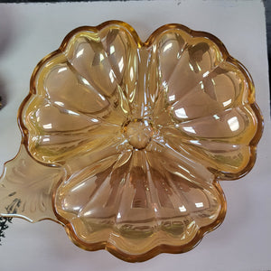 Vintage Jeanette Marigold Carnival Depression Glass Doric Candy/Trinket Dish