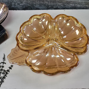 Vintage Jeanette Marigold Carnival Depression Glass Doric Candy/Trinket Dish