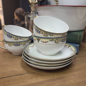 Noritake Sylvania Flat Cup and Saucer Sets, Elegant Fine China Teacups and Saucers