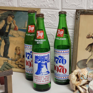 Vintage 7-UP Bottles 1976 Bicentennial 1776 - 1976 Set of 3