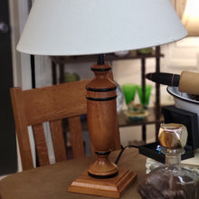 Load image into Gallery viewer, Wood Base Table Lamp With Decorative Black Banding ArtDeco Style