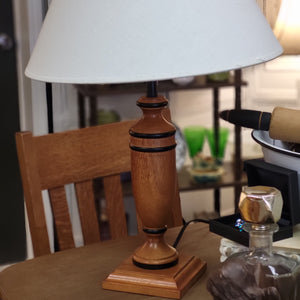 Wood Base Table Lamp With Decorative Black Banding ArtDeco Style