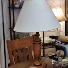 Load image into Gallery viewer, Wood Base Table Lamp With Decorative Black Banding ArtDeco Style