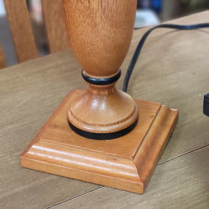 Wood Base Table Lamp With Decorative Black Banding ArtDeco Style