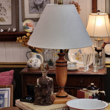 Load image into Gallery viewer, Wood Base Table Lamp With Decorative Black Banding ArtDeco Style