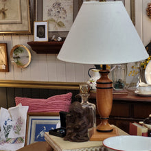 Load image into Gallery viewer, Wood Base Table Lamp With Decorative Black Banding ArtDeco Style