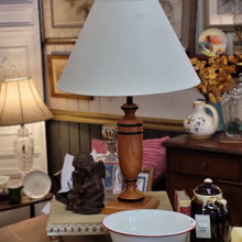 Load image into Gallery viewer, Wood Base Table Lamp With Decorative Black Banding ArtDeco Style