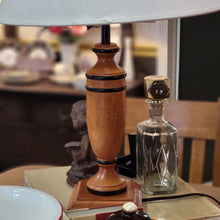 Load image into Gallery viewer, Wood Base Table Lamp With Decorative Black Banding ArtDeco Style